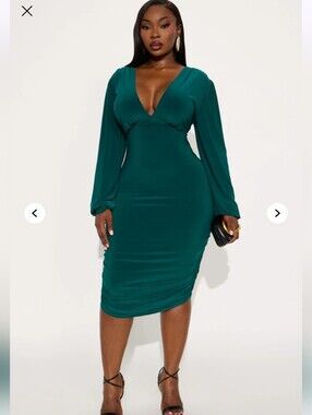 Fashion Nova Subtle Intentions Midi Dress - Hunter 1X (NWOT)
